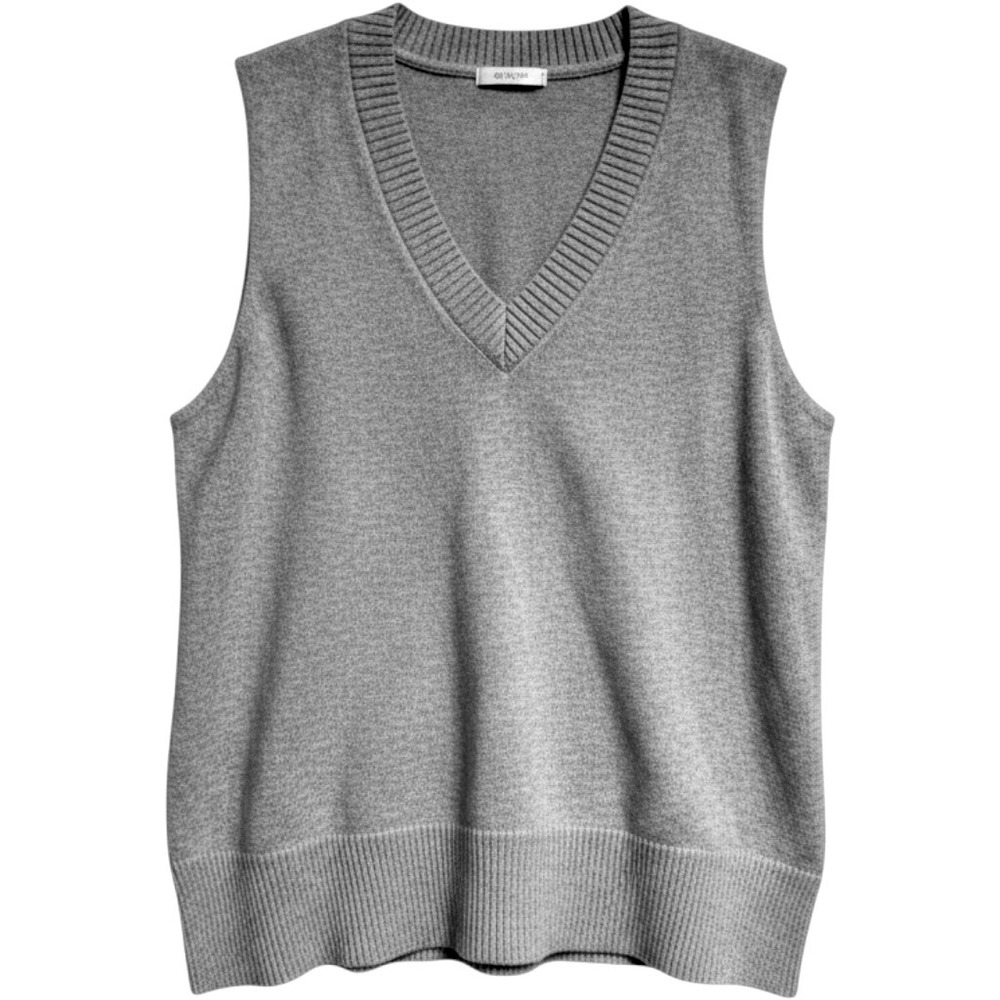 Exlura Womens Gray V-Neck Sweater Vest Sleeveless Knit TP322 Medium